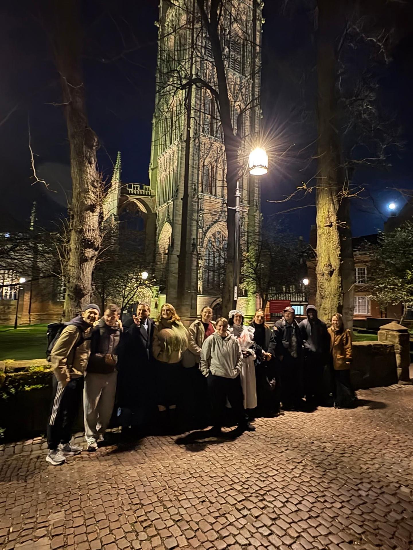 Tour group at the spire